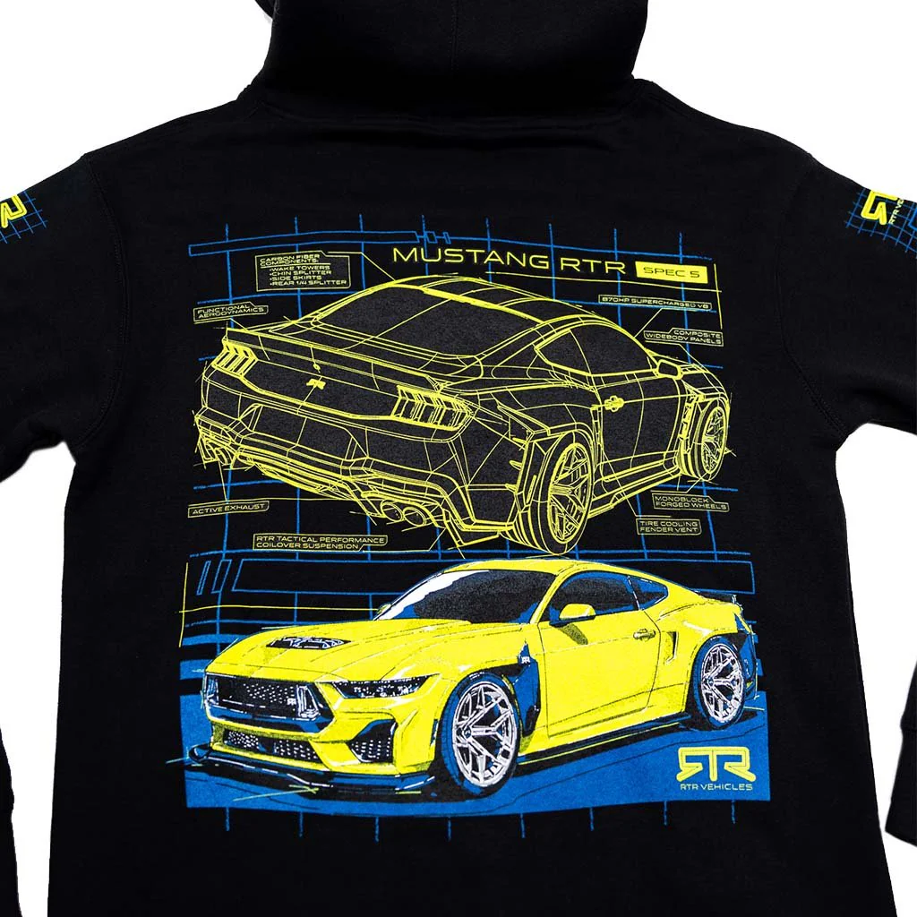 2026 Mustang RTR Spec 5 Blueprint Pullover Hoodie - Image 3